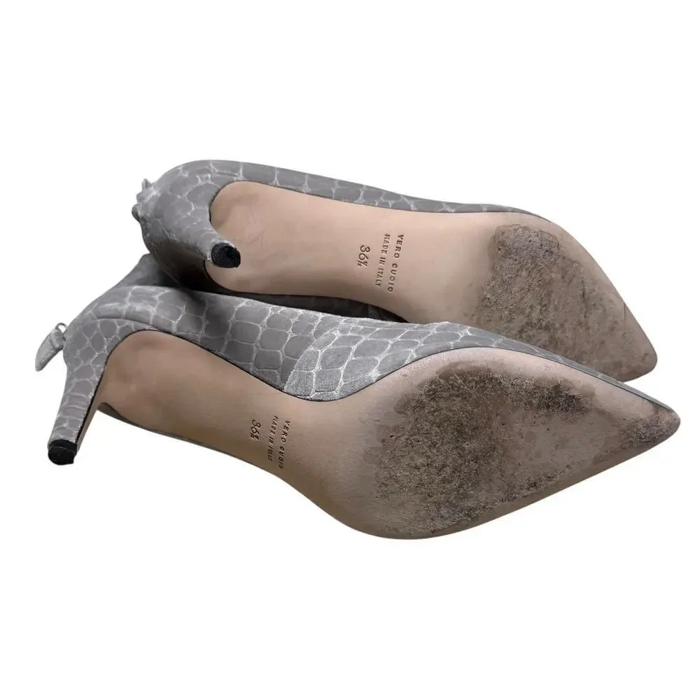 Chelsea Paris Gray Velvet Sabrine Italian Lace Front Booties 6.5